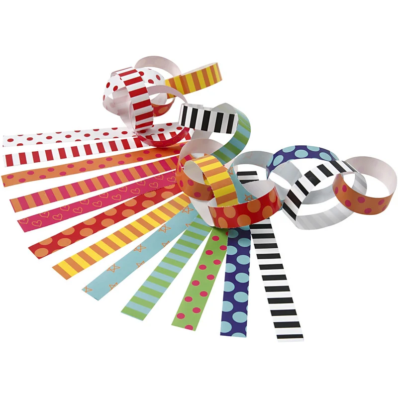 Papierketten, mit Muster, L 16 cm, B 15 mm, 400 Stk/ 1 Pck [HOB-20873]