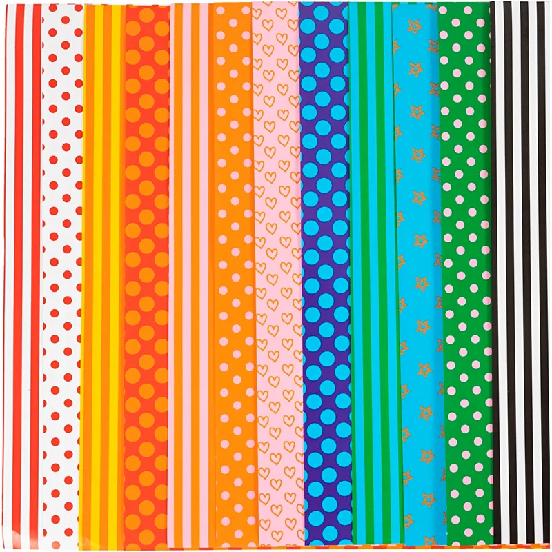Glanzpapier, Pattern, Blatt 32x48 cm, 80 g, Sortierte Farben, 100 Bl. sort./ 1 Pck [HOB-20872]