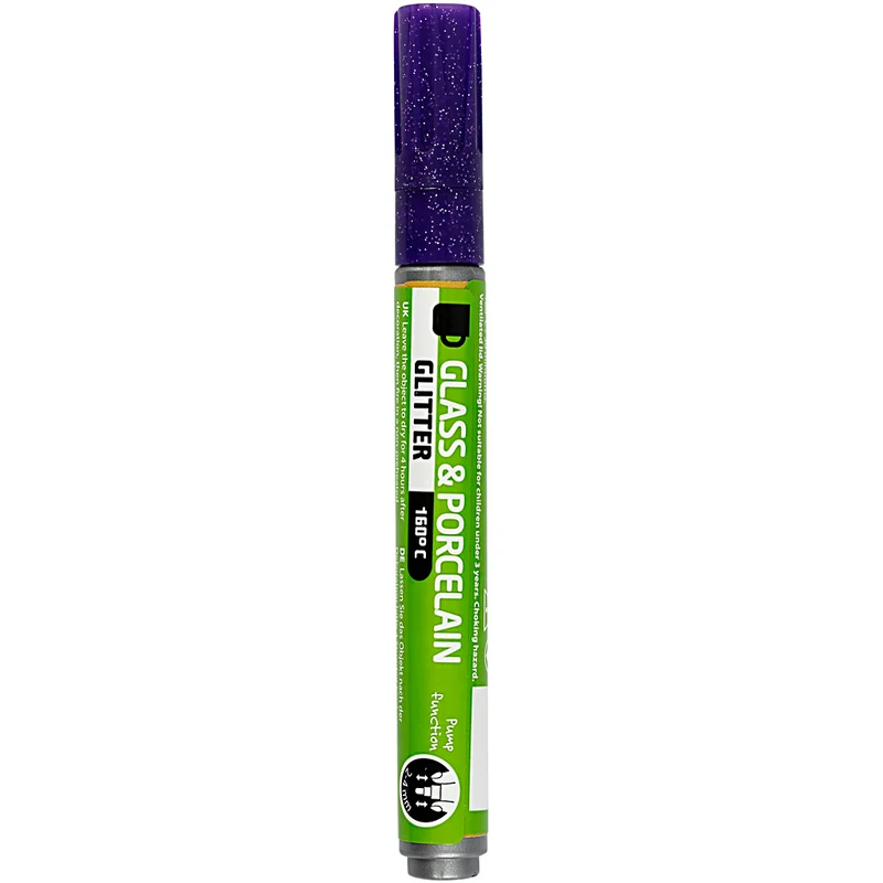 Glas-/Porzellanmalstift, Glitter, Strichstärke 2-4 mm, Halbdeckend, Violett, 1 Stk [HOB-31305]