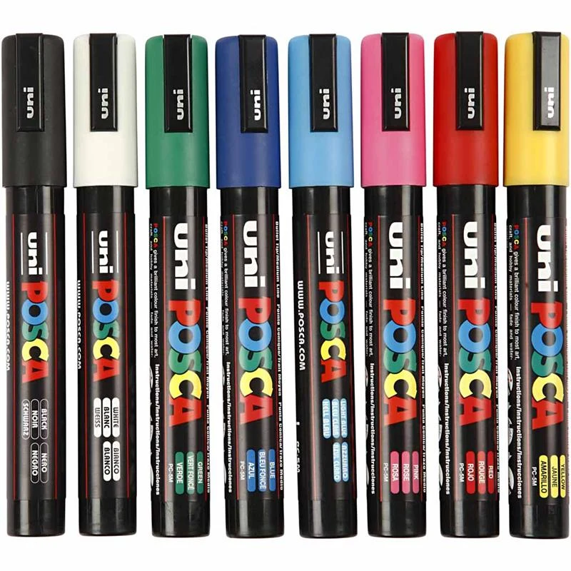Posca Marker , Nr. PC-5M, Strichstärke 2,5 mm, Medium, Sortierte Farben, 8 Stk/ 1 Pck [HOB-276900]