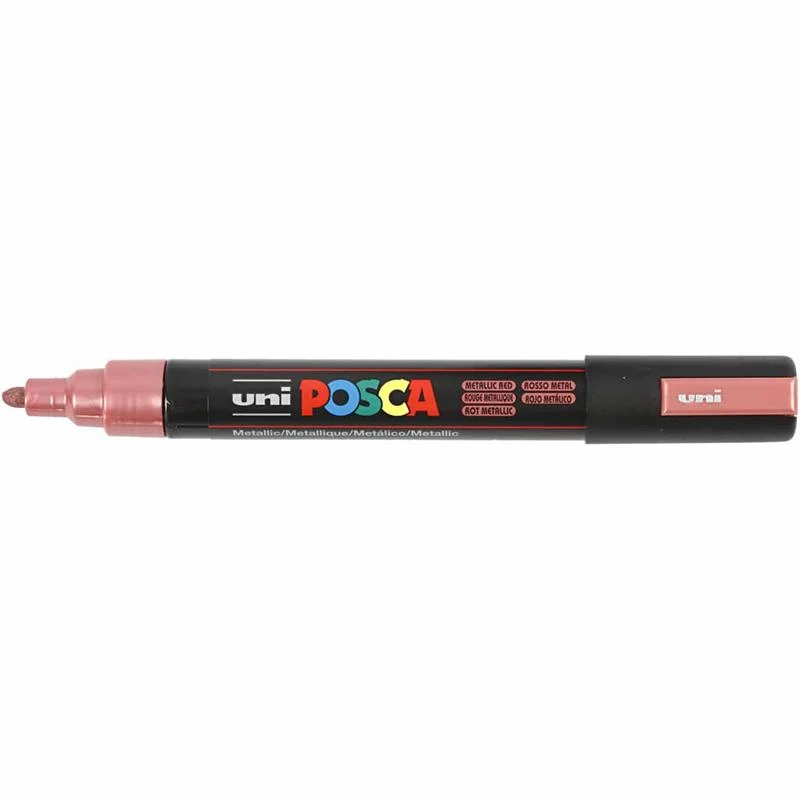 Posca Marker , Nr. PC-5M, Strichstärke 2,5 mm, Medium, Metallic-Rot, 1 Stk [HOB-276860]