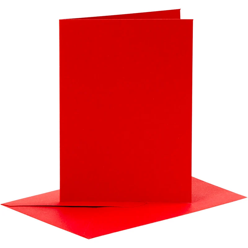 Karten & Kuverts, Kartengröße 10,5x15 cm, Umschlaggröße 11,5x16,5 cm, 110+230 g, Rot, 6 Set/ 1 Pck [HOB-23019]