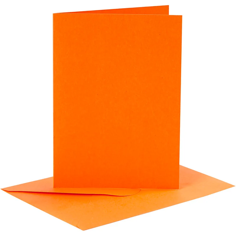 Karten & Kuverts, Kartengröße 10,5x15 cm, Umschlaggröße 11,5x16,5 cm, 110+220 g, Orange, 6 Set/ 1 Pck [HOB-23018]
