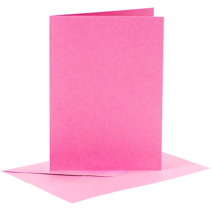 Karten & Kuverts, Kartengröße 10,5x15 cm, Umschlaggröße 11,5x16,5 cm, 110+220 g, Pink, 6 Set/ 1 Pck [HOB-23017]