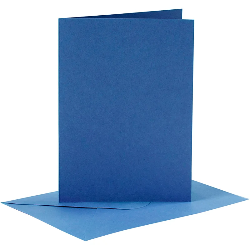 Karten & Kuverts, Kartengröße 10,5x15 cm, Umschlaggröße 11,5x16,5 cm, 110+220 g, Blau, 6 Set/ 1 Pck [HOB-23014]