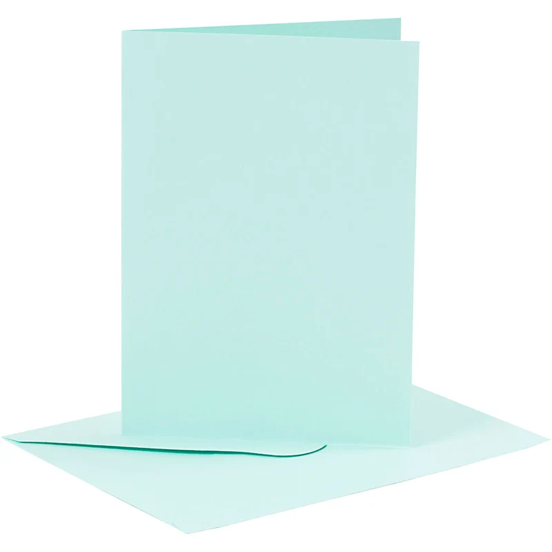Karten & Kuverts, Kartengröße 10,5x15 cm, Umschlaggröße 11,5x16,5 cm, 110+220 g, Hellblau, 6 Set/ 1 Pck [HOB-23013]