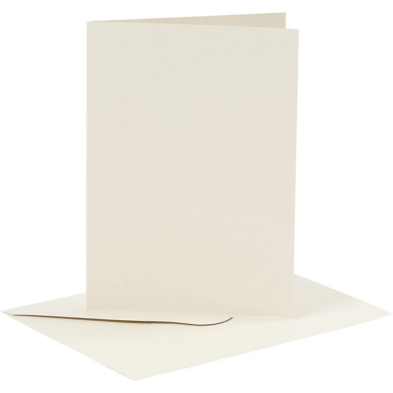 Karten & Kuverts, Kartengröße 10,5x15 cm, Umschlaggröße 11,5x16,5 cm, 110+230 g, Naturweiß, 6 Set/ 1 Pck [HOB-23011]