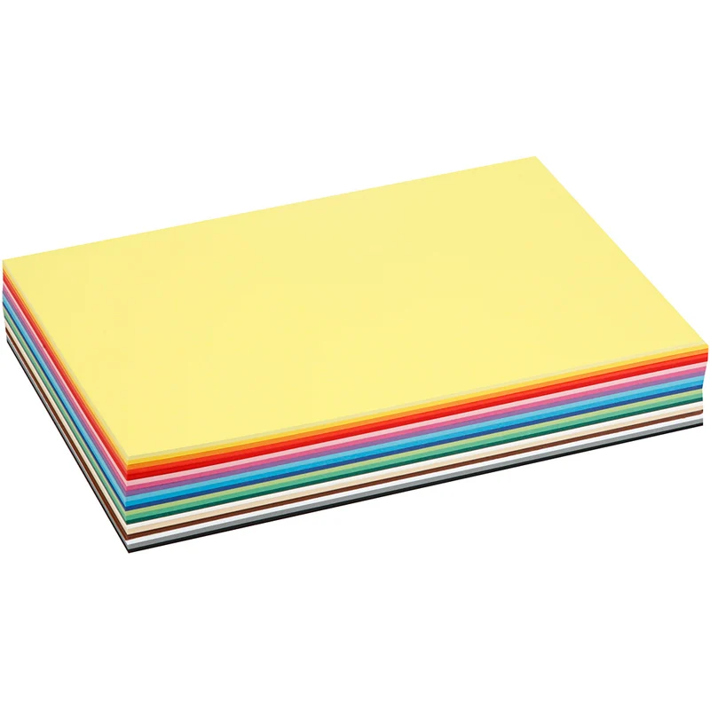 Bastelkarton, farbig, A4, Blatt 210x297 mm, 180 g, Sortierte Farben, 300 Bl. sort./ 1 Pck [HOB-21424]