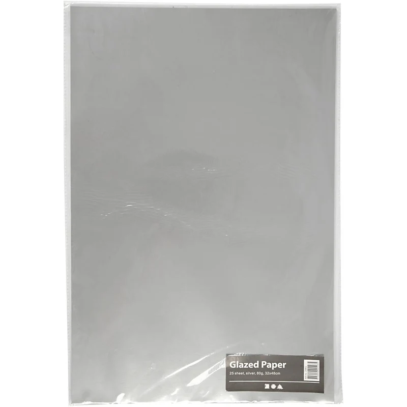 Glanzpapier, Blatt 32x48 cm, 80 g, Silber, 25 Bl./ 1 Pck [HOB-20851]