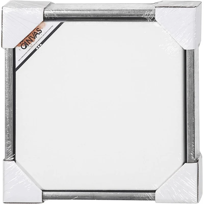 Leinwand mit Holzrahmen, Größe 30x30 cm, 360 g, Antiksilber, Weiß, 1 Stk [HOB-25755]