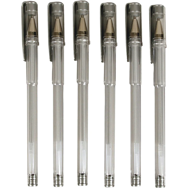 Gelschreiber, Strichstärke 0,8 mm, Silber, 6 Stk/ 1 Pck [HOB-25109]