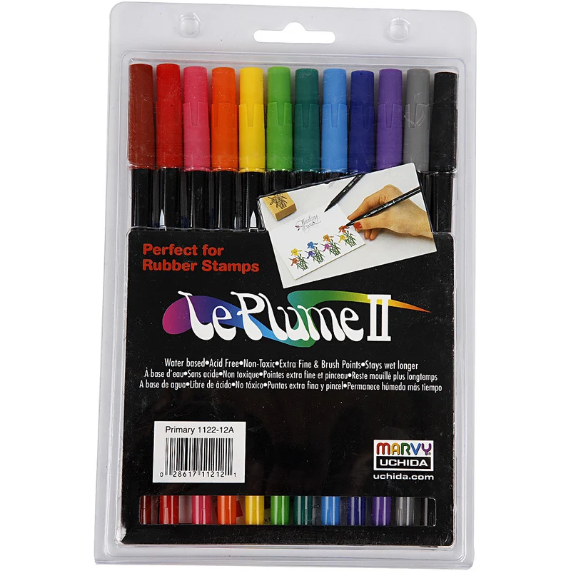 Marvy Le Plume II Marker, Kräftige Farben, 12 Stk/ 1 Pck [HOB-25082]