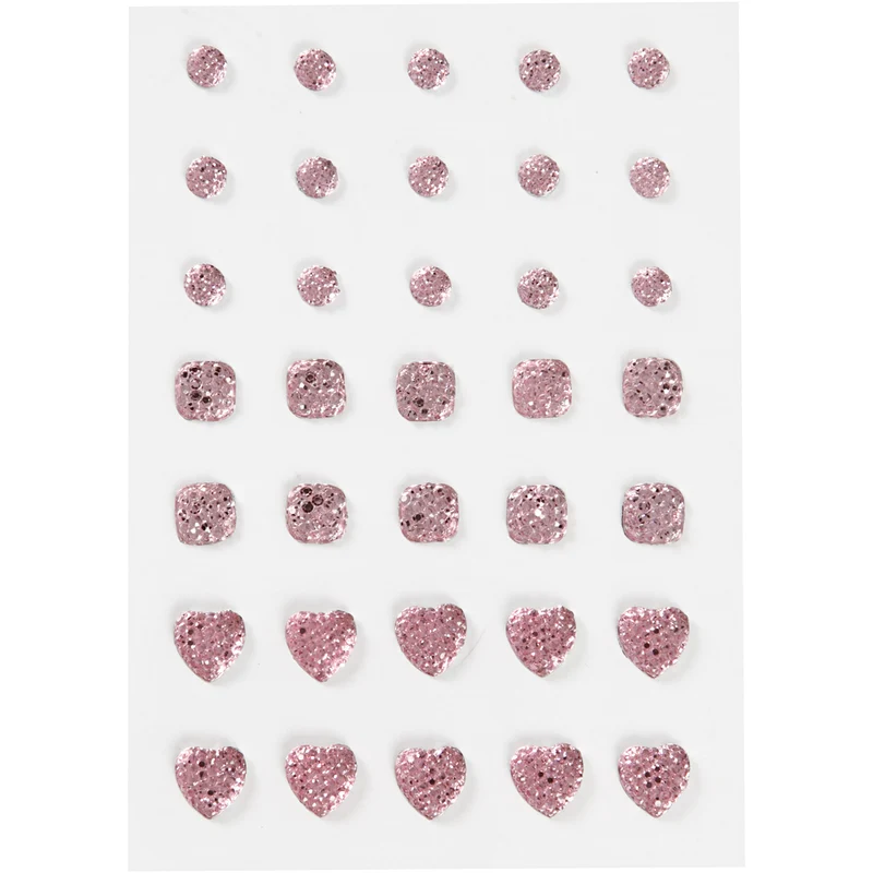 Strasssteine, rund, quadratisch, herzförmig, Größe 6+8+10 mm, Rosa, 35 Stk/ 1 Pck [HOB-24374]