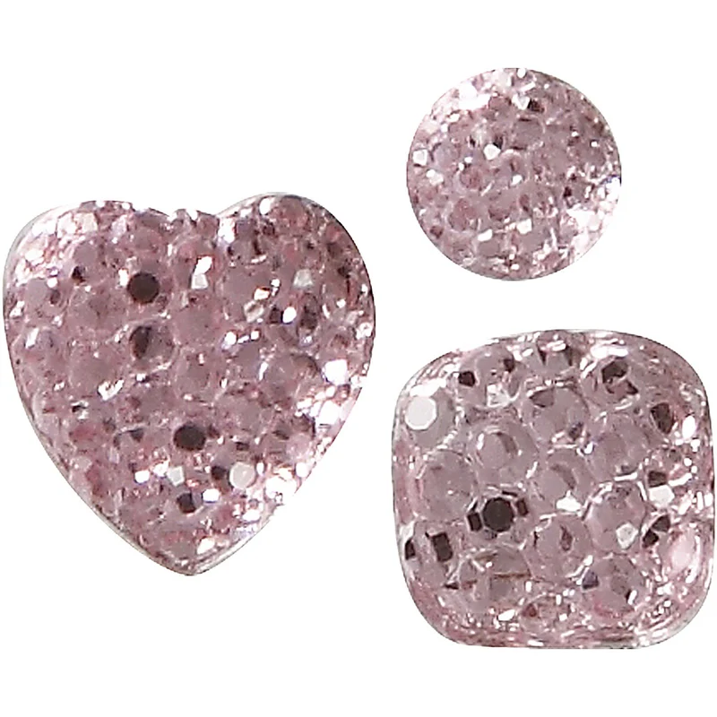 Strasssteine, rund, quadratisch, herzförmig, Größe 6+8+10 mm, Rosa, 35 Stk/ 1 Pck [HOB-24374]