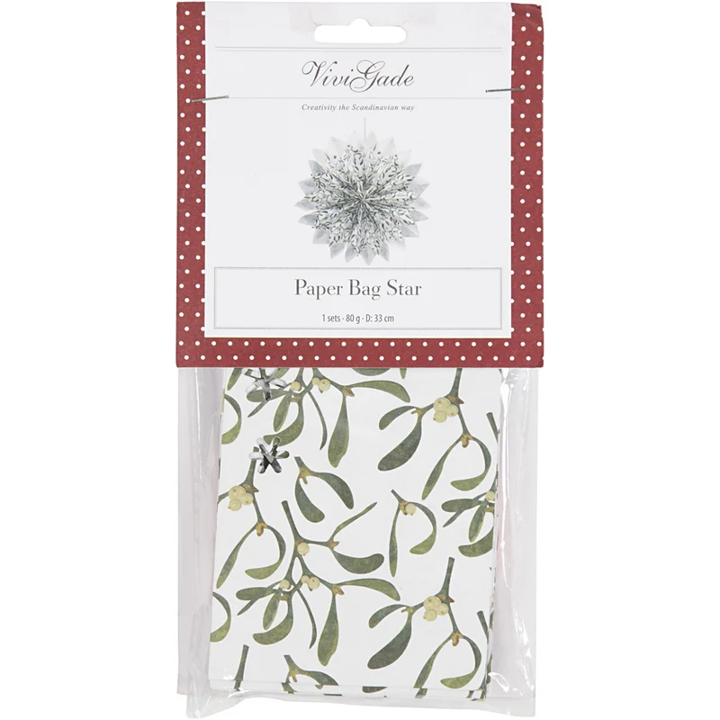 Sterne aus Papiertüten, 80 g, Grün, Weiß, 1 Set [HOB-24369]