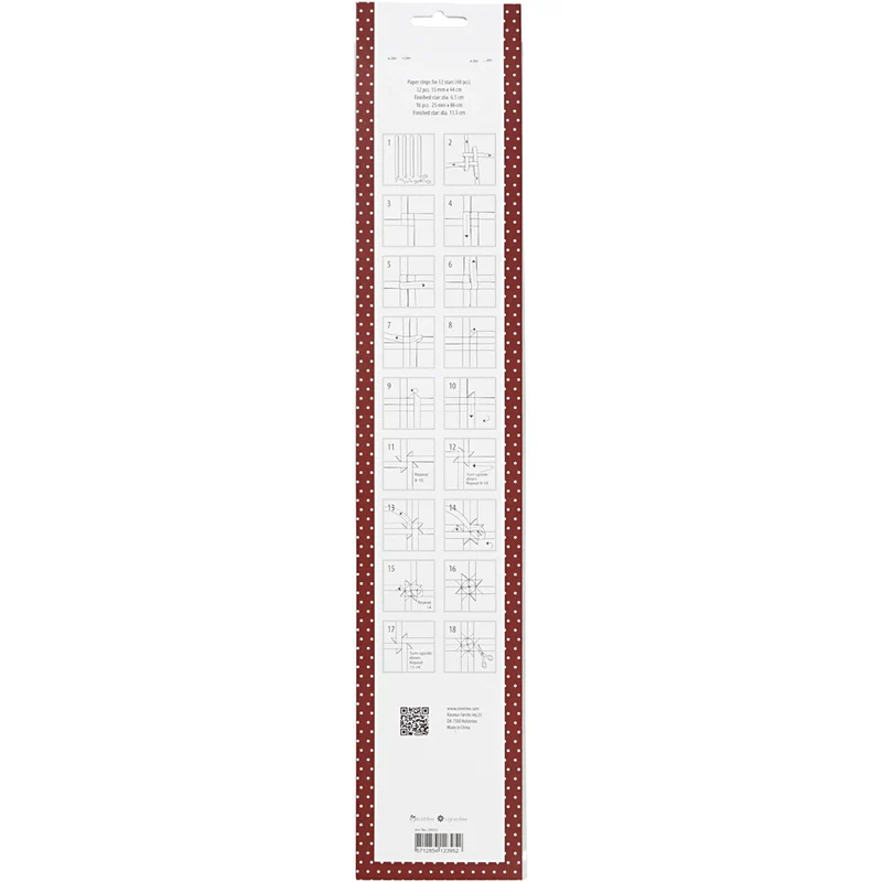 Papierstreifen für Fröbelsterne, L 44+78 cm, B 15+25 mm, D 6,5+11,5 cm, Rot, Weiß, 48 Streifen/ 1 Pck [HOB-24352]