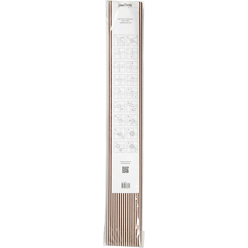 Papierstreifen für Fröbelsterne, L 100 cm, D 18 cm, B 40 mm, Rot, Weiß, 40 Streifen/ 1 Pck [HOB-22548]