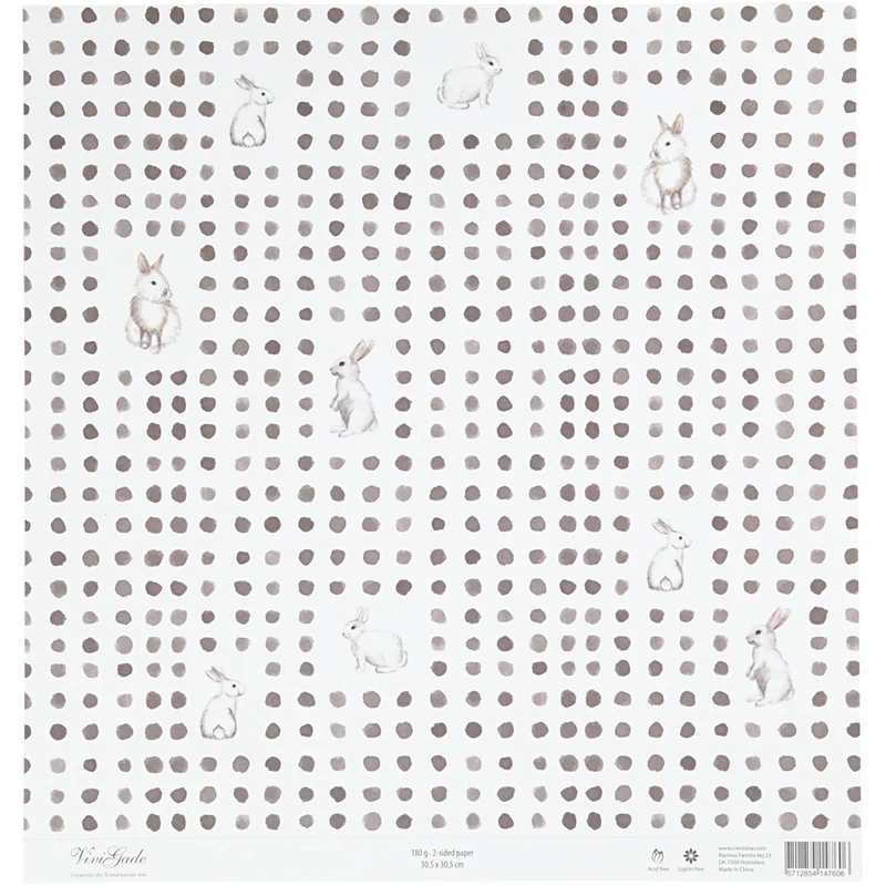 Design-Papier, Häschen, Blatt 30,5x30,5 cm, 180 g, 5 Bl./ 1 Pck [HOB-22528]