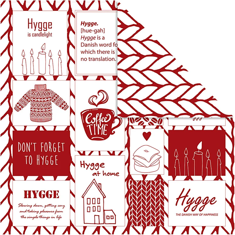 Design-Papier, Hygge / Strickmuster, Blatt 30,5x30,5 cm, 180 g, 5 Bl./ 1 Pck [HOB-22525]