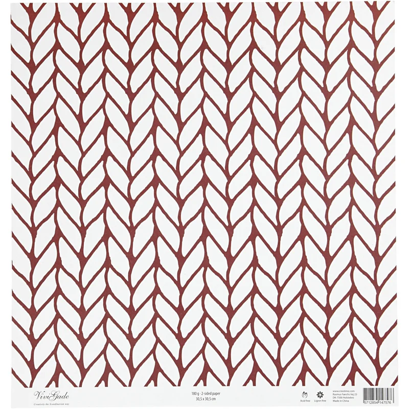Design-Papier, Hygge / Strickmuster, Blatt 30,5x30,5 cm, 180 g, 5 Bl./ 1 Pck [HOB-22525]