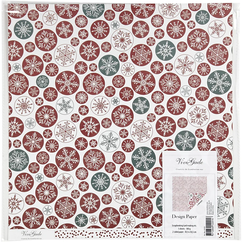 Design-Papier, Eiskristalle / Punkte, Blatt 30,5x30,5 cm, 180 g, 5 Bl./ 1 Pck [HOB-22522]