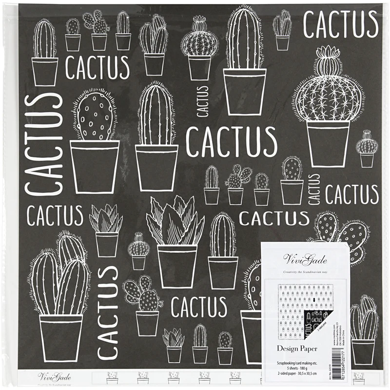 Design-Papier, Kaktus, 180 g, 5 Bl./ 1 Pck [HOB-22519]
