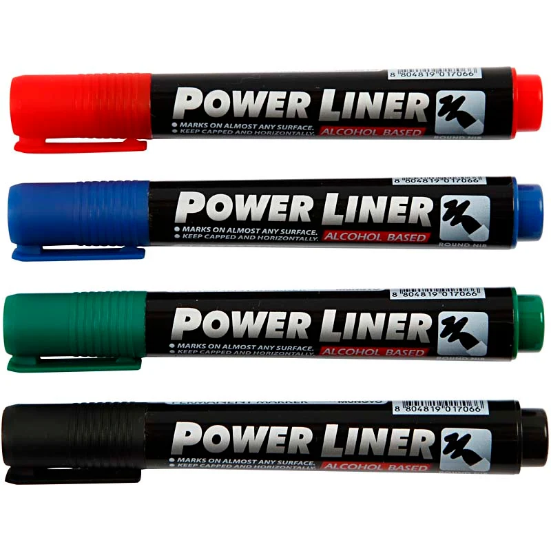 Power Liner, Strichstärke 1,5-3 mm, Schwarz, Blau, Grün, Rot, 4 Stk/ 1 Pck [HOB-25044]