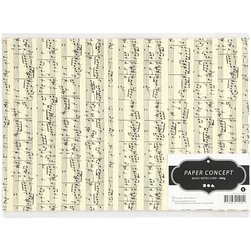 Karton, Musiknoten, A4, Blatt 210x297 mm, 180 g, 10 Bl./ 1 Pck [HOB-219130]