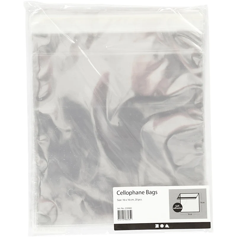 Cellophantüten, H 16 cm, B 16 cm, Dicke 25 my, 20 Stk/ 1 Pck [HOB-239980]