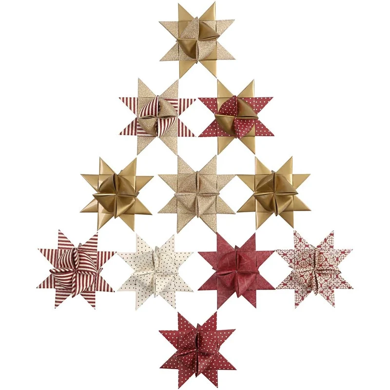 Papierstreifen für Fröbelsterne, L 44+78 cm, D 6,5+11,5 cm, B 15+25 mm, Glitter,Lack, Gold, 40 Streifen/ 1 Pck [HOB-20776]