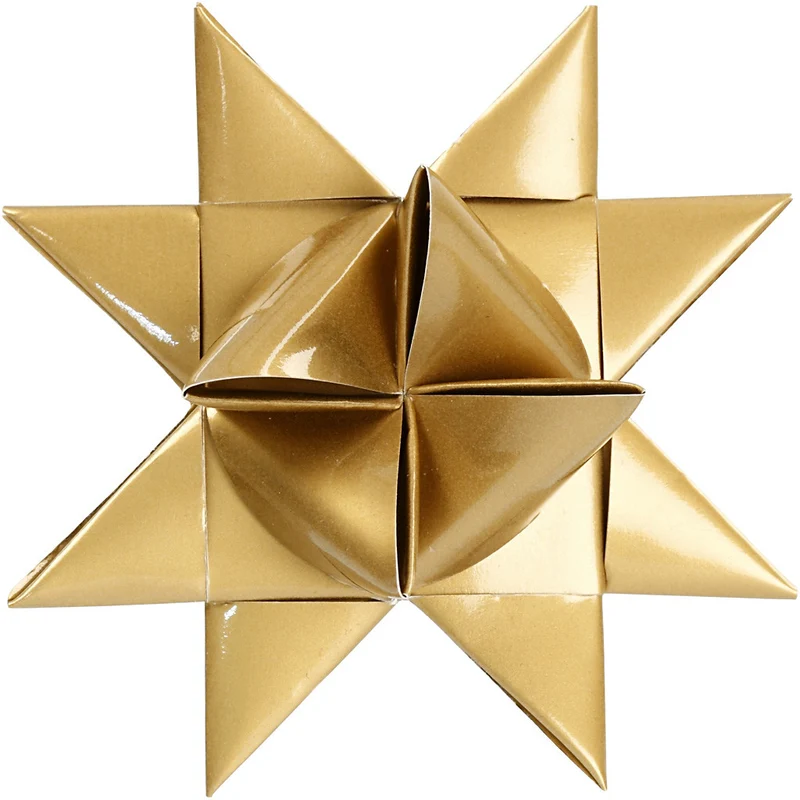 Papierstreifen für Fröbelsterne, L 44+78 cm, D 6,5+11,5 cm, B 15+25 mm, Glitter,Lack, Gold, 40 Streifen/ 1 Pck [HOB-20776]