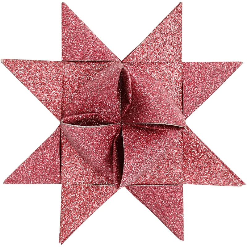 Papierstreifen für Fröbelsterne, L 44+78 cm, D 6,5+11,5 cm, B 15+25 mm, Glitter,Lack, Rot, 40 Streifen/ 1 Pck [HOB-20775]