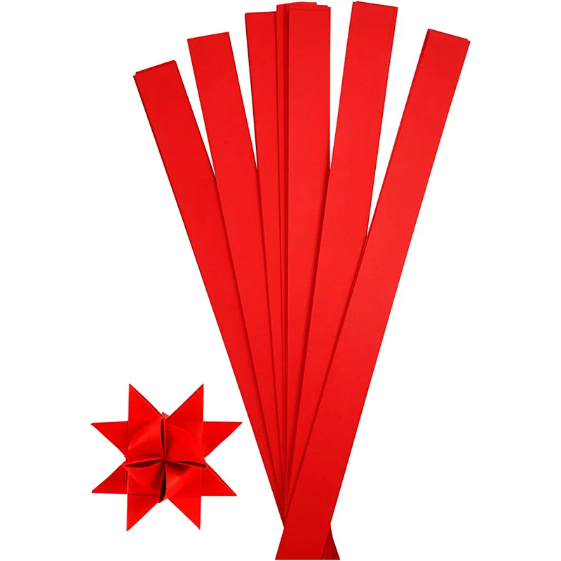 Papierstreifen für Sterne, L 73 cm, D 11,5 cm, B 25 mm, Rot, 100 Streifen/ 1 Pck [HOB-20718]