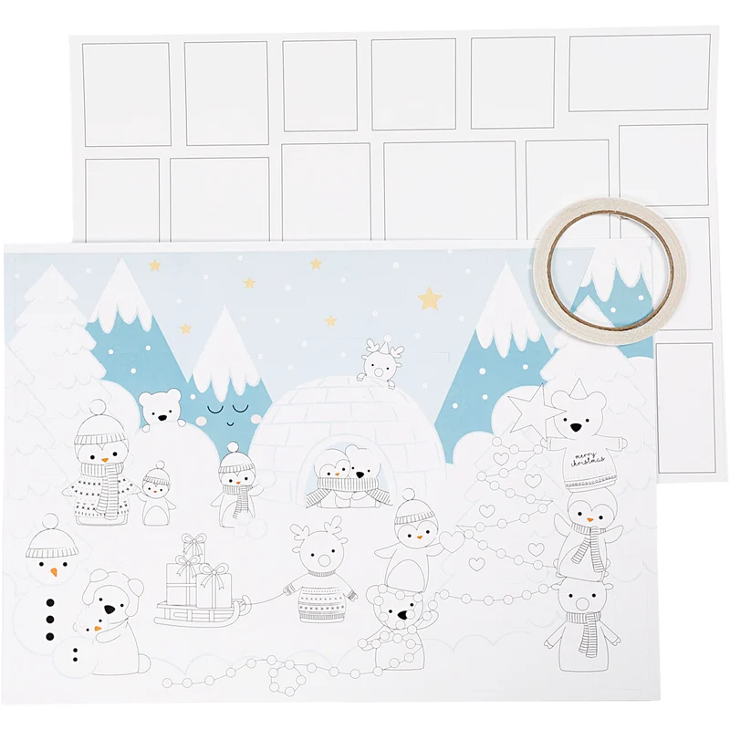Adventkalender, Größe 30x42 cm, Weiß, 3Stk/ 1 Pck [HOB-23311]