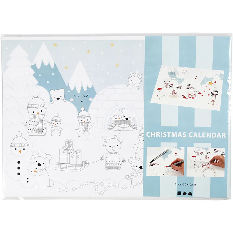 Adventkalender, Größe 30x42 cm, Weiß, 3Stk/ 1 Pck [HOB-23311]