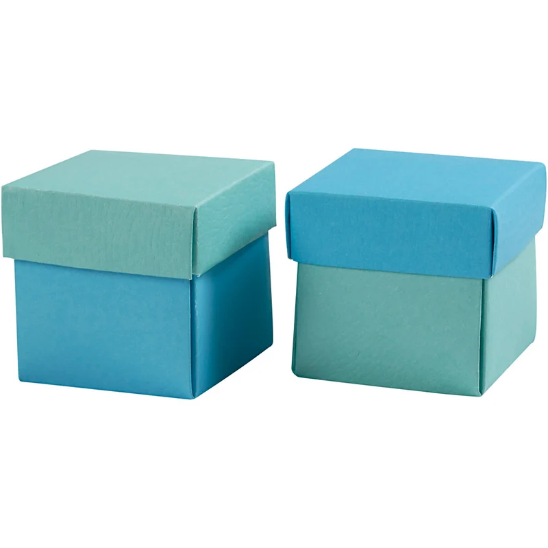 Faltschachtel, Größe 5,5x5,5 cm, 250 g, Helltürkis/Dunkeltürkis, 10 Stk/ 1 Pck [HOB-233008]