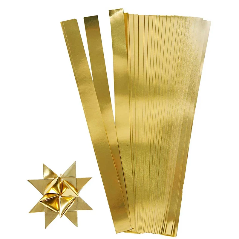 Papierstreifen für Sterne, L 45 cm, D 4,5 cm, B 10 mm, Gold, 100 Streifen/ 1 Pck [HOB-20713]