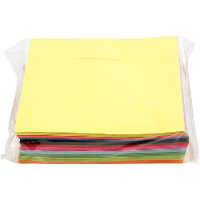 Farbige Briefumschläge - Sortiment, Umschlaggröße 16x16 cm, 80 g, Sortierte Farben, 10x10 Stk/ 1 Pck [HOB-20525]