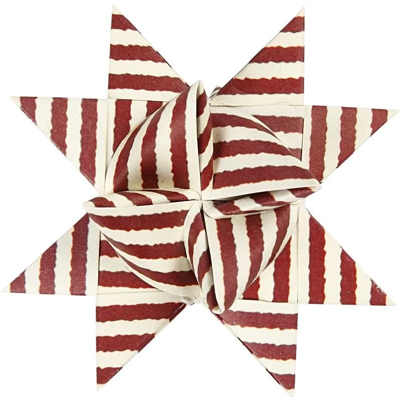 Papierstreifen für Fröbelsterne, L 44+78 cm, D 6,5+11,5 cm, B 15+25 mm, Rot, Weiß, 60 Streifen/ 1 Pck [HOB-22248]
