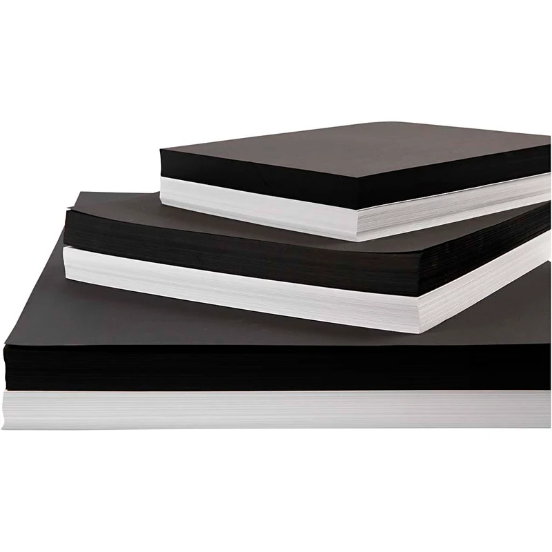 Karton, A2,A3,A4, 200+250 g, Schwarz, Weiß, 600 Bl. sort./ 1 Pck [HOB-21656]