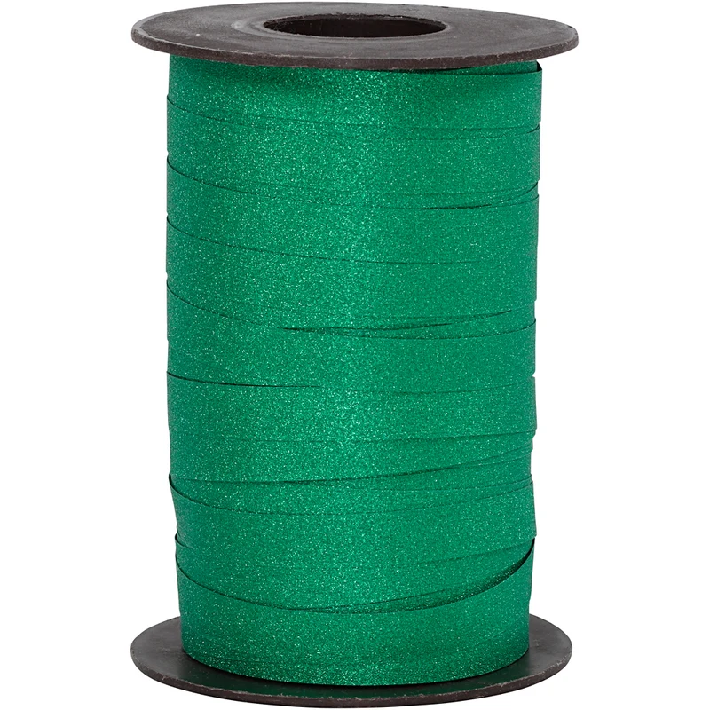 Kräuselband, B 10 mm, Glitter, Grün, 100 m/ 1 Rolle [HOB-202415]