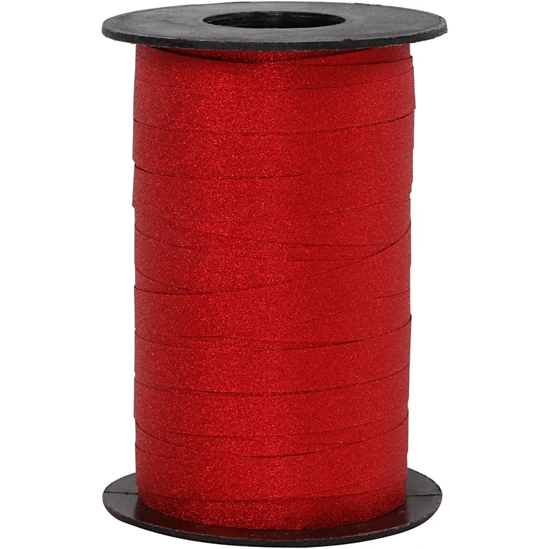 Kräuselband, B 10 mm, Glitter, Rot, 100 m/ 1 Rolle [HOB-202414]
