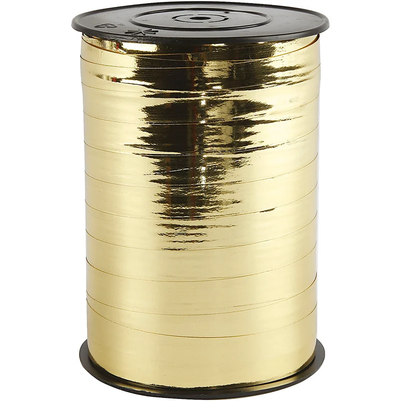 Kräuselband, B 10 mm, Glänzend, Metalic-gold, 250 m/ 1 Rolle [HOB-20220]
