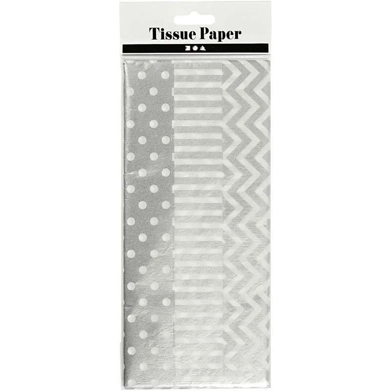 Seidenpapier, Blatt 50x70 cm, 17 g, Silber, 6 Bl./ 1 Pck [HOB-200893]