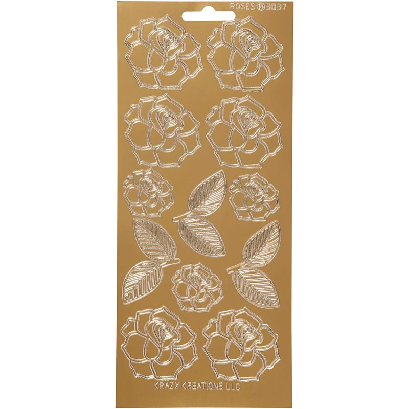 Sticker, Rosen, Blatt 10x23 cm, Gold, 1 Bl. [HOB-170244]