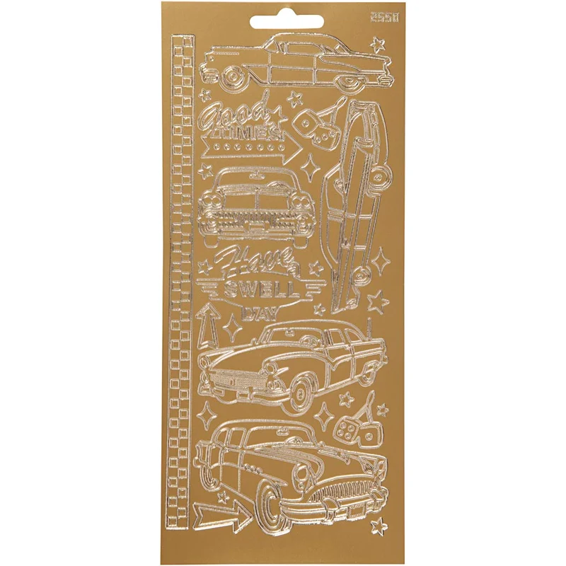 Sticker, Autos, Blatt 10x23 cm, Gold, 1 Bl. [HOB-170240]