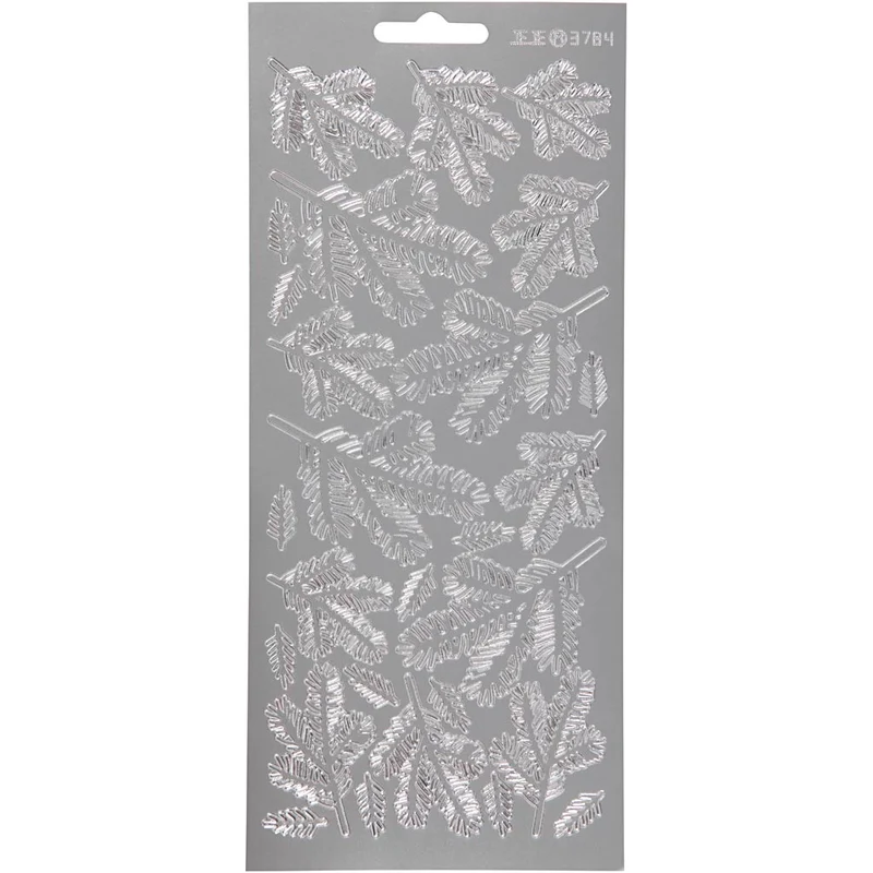 Sticker, Zweige, Blatt 10x23 cm, Silber, 1 Bl. [HOB-170237]