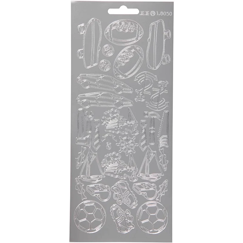 Sticker, Sport, Blatt 10x23 cm, Silber, 1 Bl. [HOB-170233]