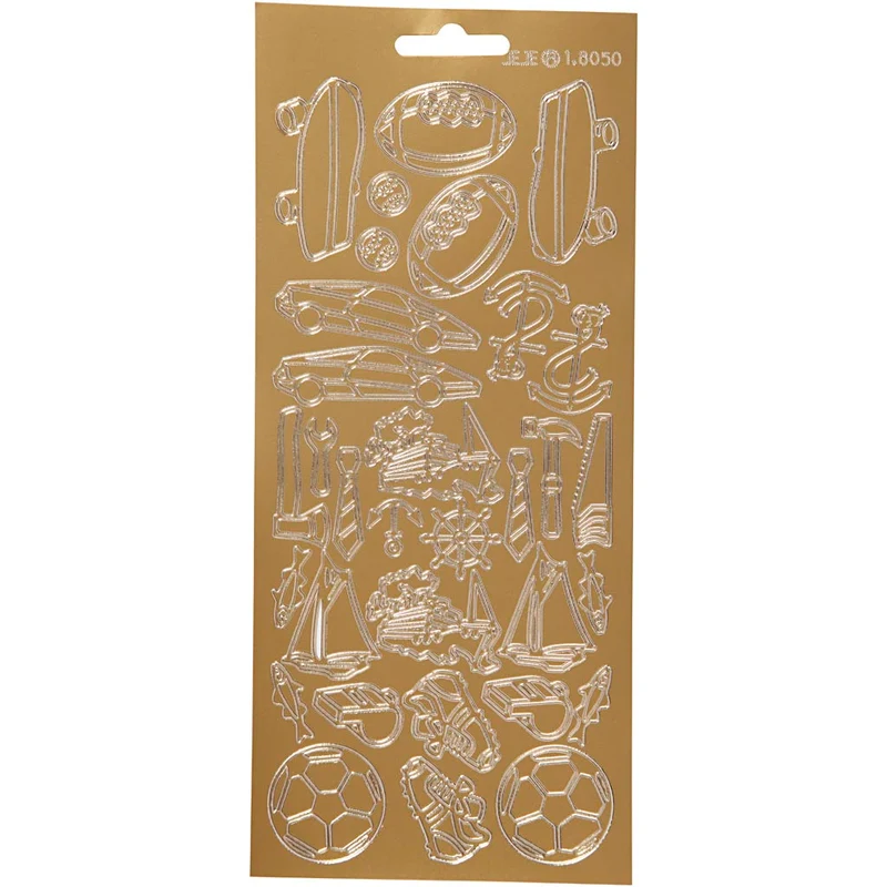 Sticker, Sport, Blatt 10x23 cm, Gold, 1 Bl. [HOB-170232]