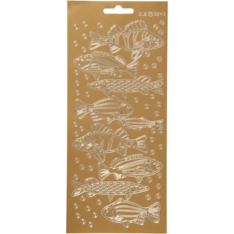Sticker, Fische, Blatt 10x23 cm, Gold, 1 Bl. [HOB-170230]